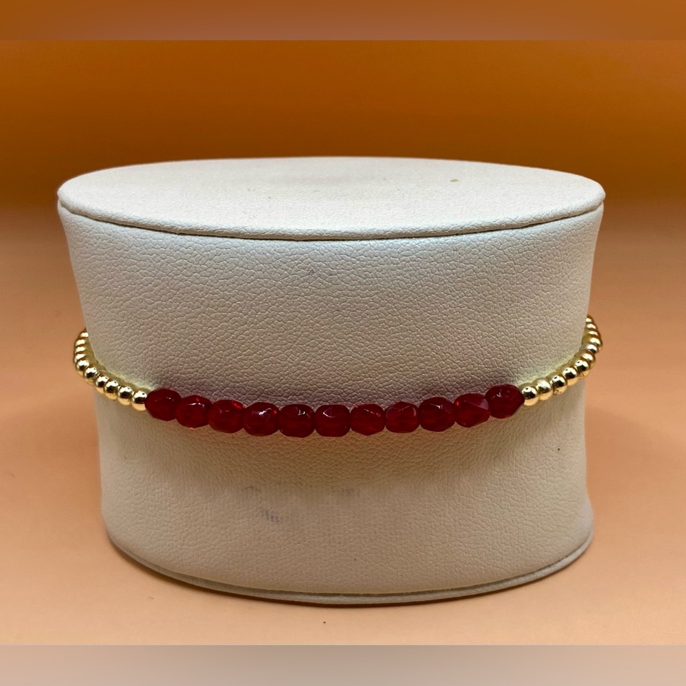 14K Gold Filled & Austrian Crystal beaded bracelet; non tarnish; water & proof.